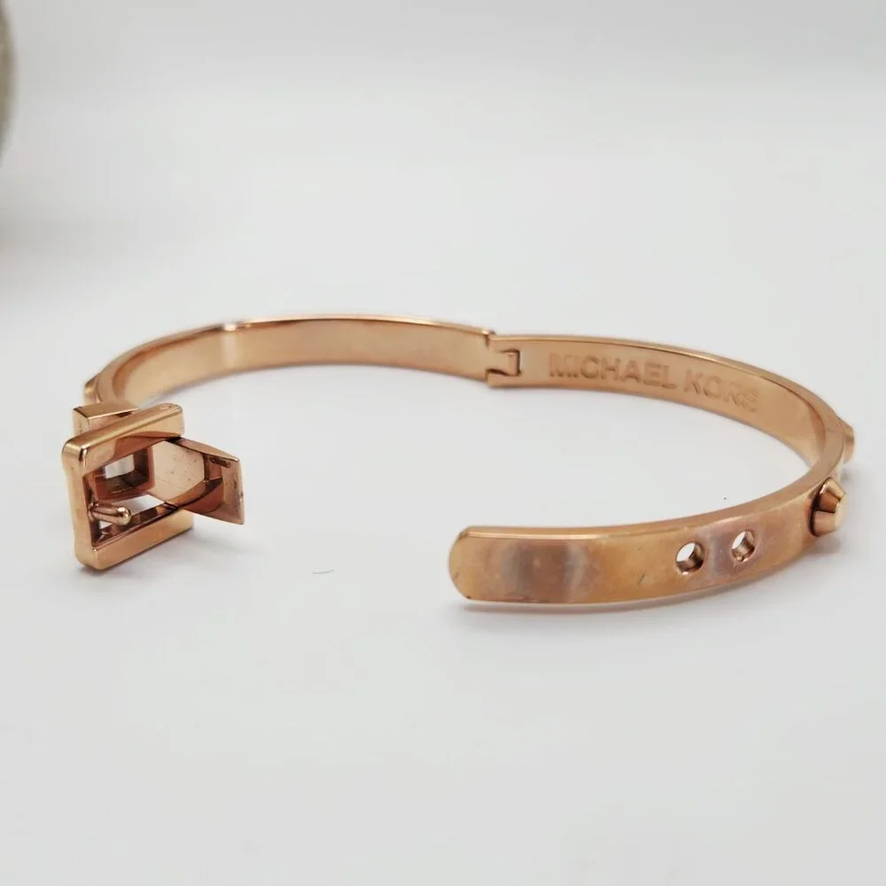 Michael Kors Astor Rose Gold Belt Buckle Studded Bracelet